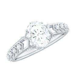 6x8mm Oval Cut Moissanite Solitaire Engagement Ring