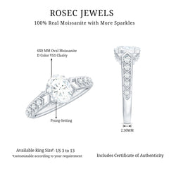 6x8mm Oval Cut Moissanite Solitaire Engagement Ring