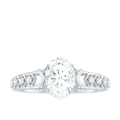 6x8mm Oval Cut Moissanite Solitaire Engagement Ring