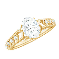 6x8mm Oval Cut Moissanite Solitaire Engagement Ring