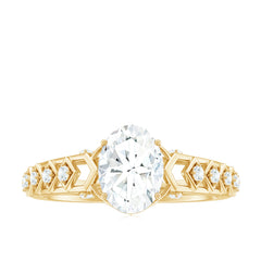 6x8mm Oval Cut Moissanite Solitaire Engagement Ring