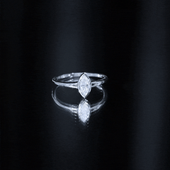 Bezel Set Moissanite Marquise Engagement Ring in Split Shank