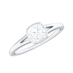 6mm Cushion Cut Moissanite Solitaire Split Shank Ring