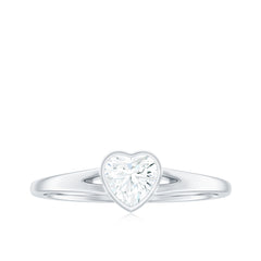 5mm Heart Shape Moissanite Solitaire Ring with Split Shank