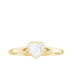 5mm Heart Shape Moissanite Solitaire Ring with Split Shank