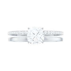 6X6 MM Certified Moissanite Solitaire Double Band Engagement Ring