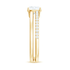 6X6 MM Certified Moissanite Solitaire Double Band Engagement Ring