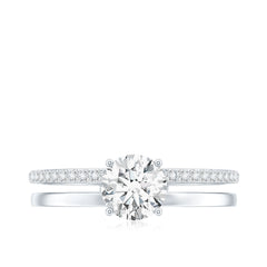 6 mm Round Moissanite Double Band Engagement Ring