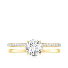 6 mm Round Moissanite Double Band Engagement Ring