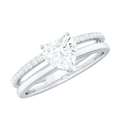 1.5 Carat Heart Shape Moissanite Double Band Engagement Ring