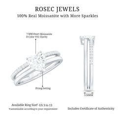1.5 Carat Heart Shape Moissanite Double Band Engagement Ring