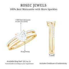 1.5 Carat Heart Shape Moissanite Double Band Engagement Ring
