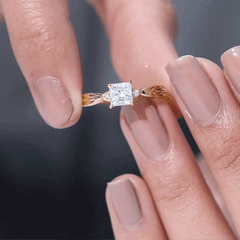 5MM Princess Cut Moissanite Solitaire Promise Ring for Her
