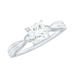 5MM Princess Cut Moissanite Solitaire Promise Ring for Her