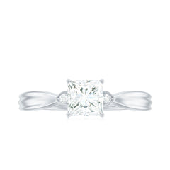5MM Princess Cut Moissanite Solitaire Promise Ring for Her
