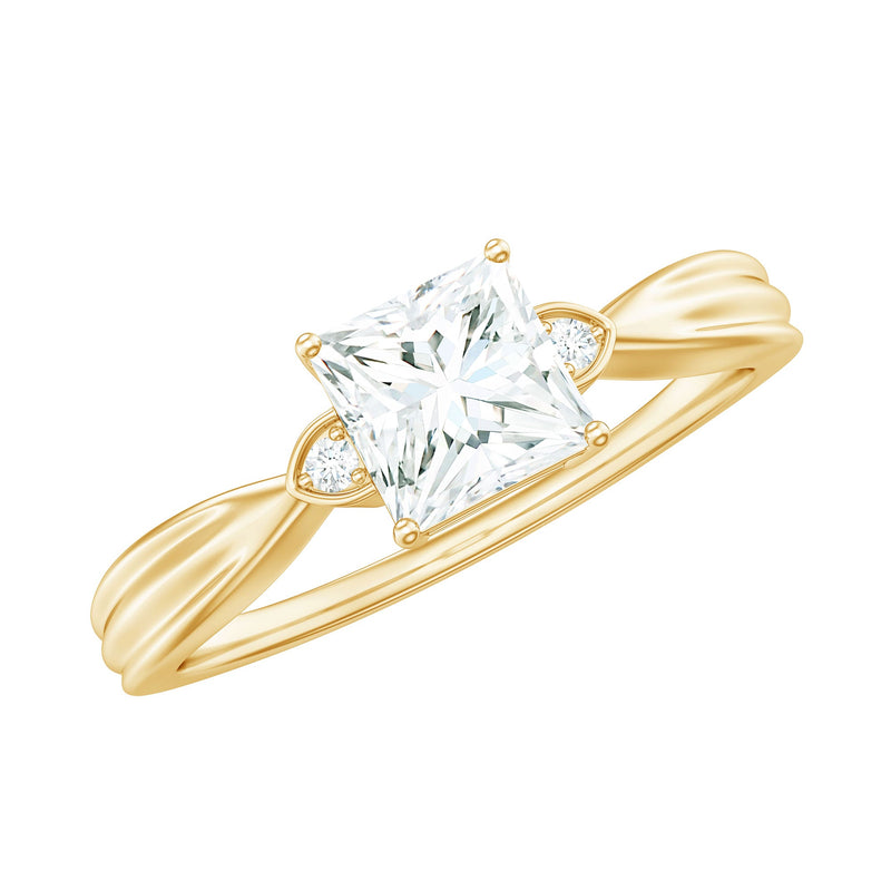 5MM Princess Cut Moissanite Solitaire Promise Ring for Her