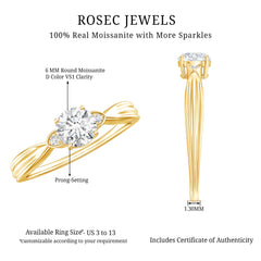 Round Moissanite Solitaire Engagement Ring for Her