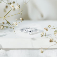 Marquise Cut Moissanite Solitaire Ring