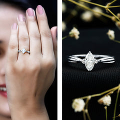 Marquise Cut Moissanite Solitaire Ring