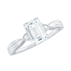 6x8mm Emerald Cut Certified Moissanite Engagement Ring for Women