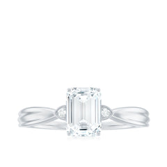 6x8mm Emerald Cut Certified Moissanite Engagement Ring for Women