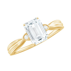 6x8mm Emerald Cut Certified Moissanite Engagement Ring for Women