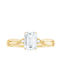 6x8mm Emerald Cut Certified Moissanite Engagement Ring for Women