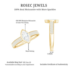 4x8mm Marquise Cut Moissanite Engagement Ring in Bezel Setting