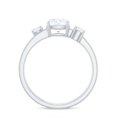 Certified Moissanite Solitaire Double Band Engagement Ring