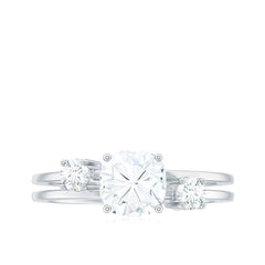 Certified Moissanite Solitaire Double Band Engagement Ring