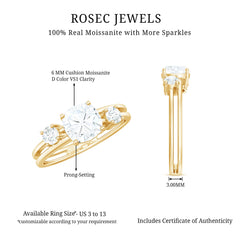 Certified Moissanite Solitaire Double Band Engagement Ring