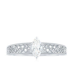 4x8mm Marquise Cut Certified Moissanite Solitaire Engagement Ring