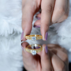Cushion Cut Solitaire Moissanite Engagement Ring with Filigree Detail