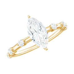 Large Marquise Cut Moissanite Solitaire Engagement Ring