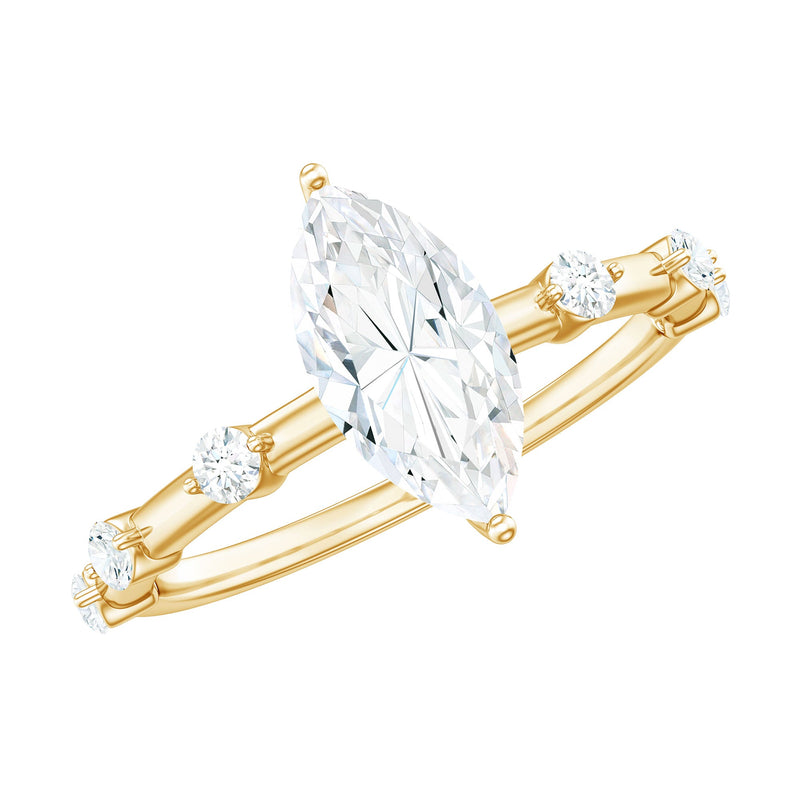 Large Marquise Cut Moissanite Solitaire Engagement Ring