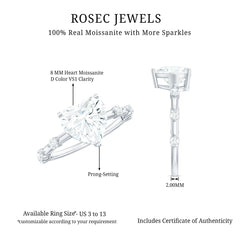 8mm Heart Shaped Moissanite Engagement Ring for Women