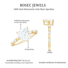 8mm Heart Shaped Moissanite Engagement Ring for Women