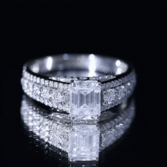 Certified Emerald Cut Moissanite Solitaire Engagement Ring for Women