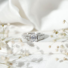 Certified Emerald Cut Moissanite Solitaire Engagement Ring for Women