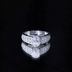 Certified Moissanite Oval Engagement Ring with Side Stones