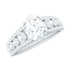 6X8 MM Pear Shape Moissanite Vintage Inspired Engagement Ring