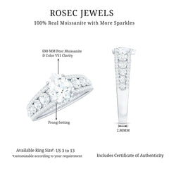 6X8 MM Pear Shape Moissanite Vintage Inspired Engagement Ring