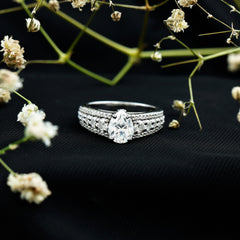 6X8 MM Pear Shape Moissanite Vintage Inspired Engagement Ring