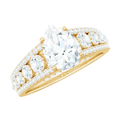 6X8 MM Pear Shape Moissanite Vintage Inspired Engagement Ring