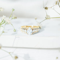 6X8 MM Pear Shape Moissanite Vintage Inspired Engagement Ring
