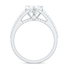 8 mm Heart Moissanite Solitaire Statement Ring With Side Stones