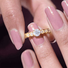Certified 5 MM Round Moissanite Engagement Ring with Side Stones