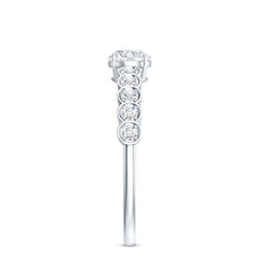 Certified 5 MM Round Moissanite Engagement Ring with Side Stones