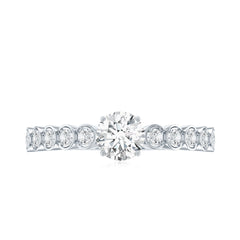 Certified 5 MM Round Moissanite Engagement Ring with Side Stones