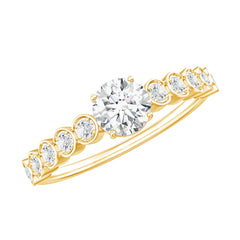 Certified 5 MM Round Moissanite Engagement Ring with Side Stones